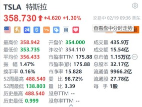 特斯拉涨1.3% 消息称其在印度选址建电动车工厂