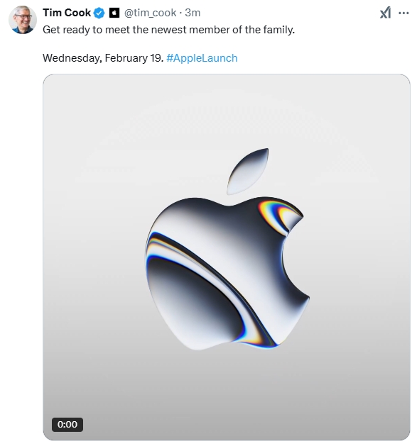 苹果CEO库克：“家庭最新成员”将于2月19日诞生